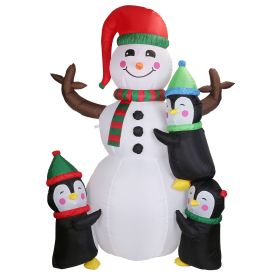 1Pc 5.9FT Christmas Inflatable Outdoor Decoration Snowman Penguin Blow Up Yard Decoration With LED Light Built-in Air Blower For Winter Holiday Xmas G