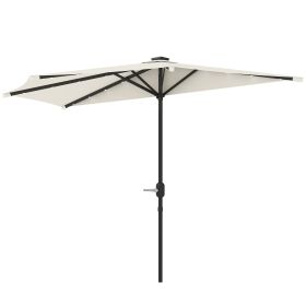 Outsunny Half Umbrella Outdoor Patio Umbrella, UPF 30+ Small Balcony Umbrella, Vented Half Patio Umbrella with Crank 8 Ribs