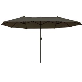 Outsunny 15ft Double-Sided Patio Umbrella Outdoor Market Extra Large Gray with Crank for Deck Lawn Backyard Pool