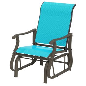 Outsunny Outdoor Glider Chair Patio Glider Swing Chair with Mesh Seat, Steel Frame for Backyard, Garden, Porch, Blue