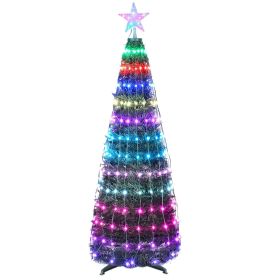 4.9FT S-5.9FT L Options -- 1Pc Collapsible Christmas Tree Light With Remote App Control IP65 Waterproof Customized Multi-Color Mode Timer Setting Work (Option: L)