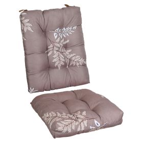 Multiple Color Options - Rocking Chair Cushion Set Upper And Lower Back And Seat Sets With Non-Slip Ties Polyester Fiber Filling Comfortable For Indoo (Option: CoffeeGreyLeaf)