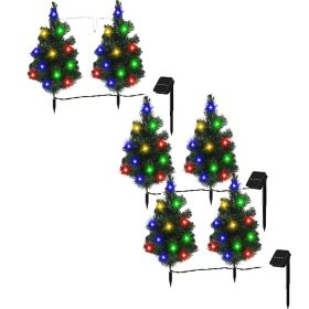 2,4,6 Pack Solar Christmas Tree Solar Powered Trail Multicolor LED Light Christmas Tree (Option: 6Packs Solar Christmas Tree)